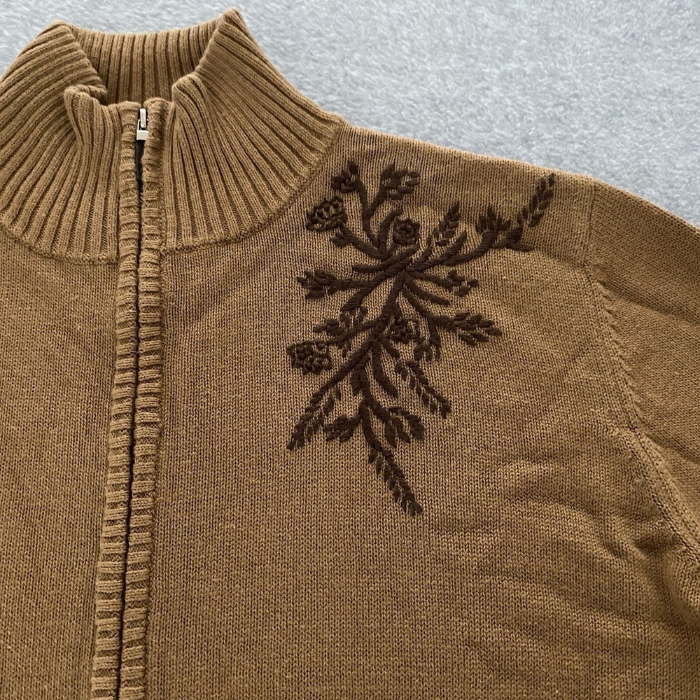 Evan Picone Sweater Jacket Womens XL Red Zip‎ Up Long Sleeve Round Neck Cotton - Picture 3 of 12